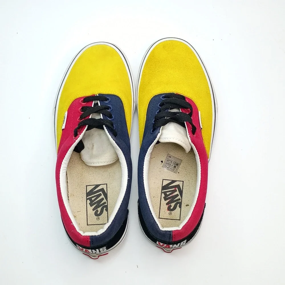 Vans Era Color Block Multi Color Yellow Red Blue Suede Canvas Sneakers Women 8.5